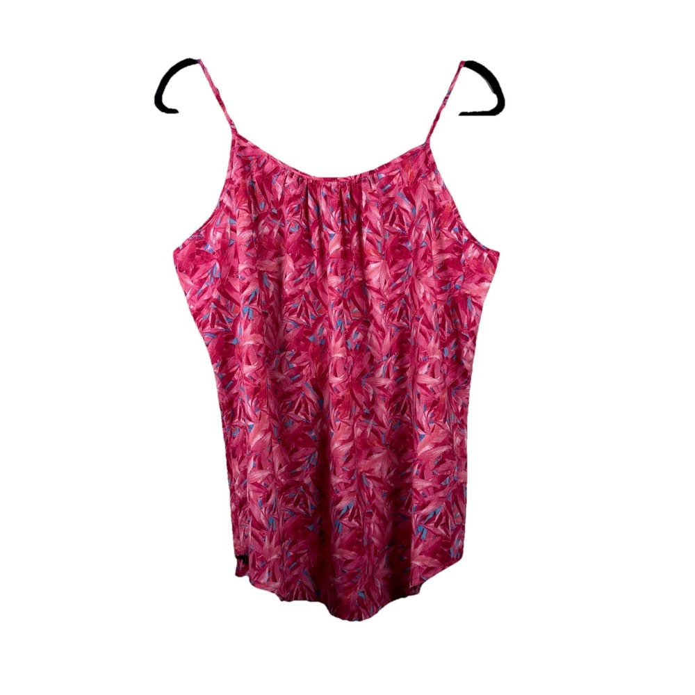 Faded Glory Tank Top Womens SZ L Pink Blue Adjustable Straps Vacation Beach